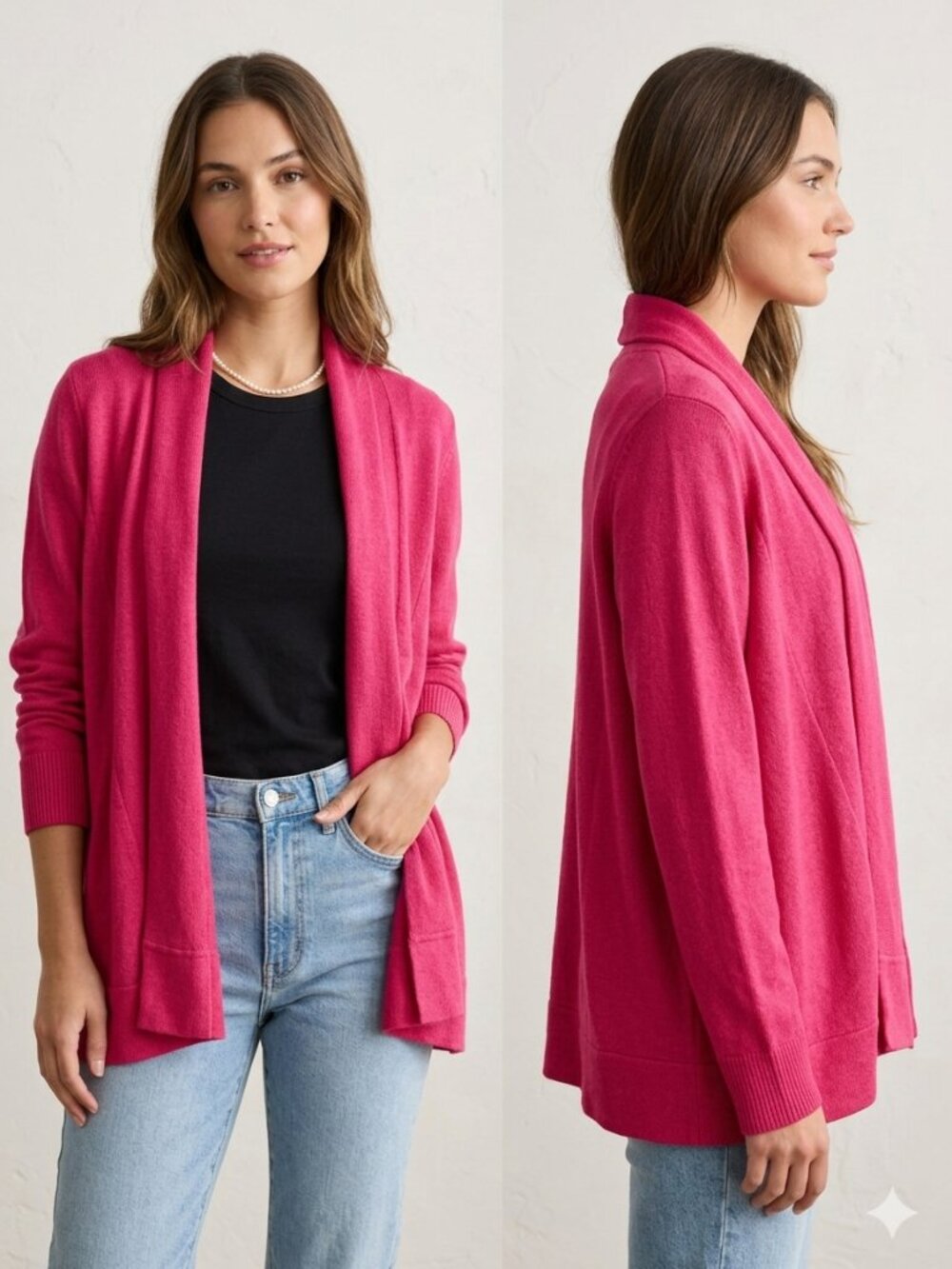 Gap Pink Cotton-Cashmere Blend Open Front Cardigan Sweater Women's - Size Large